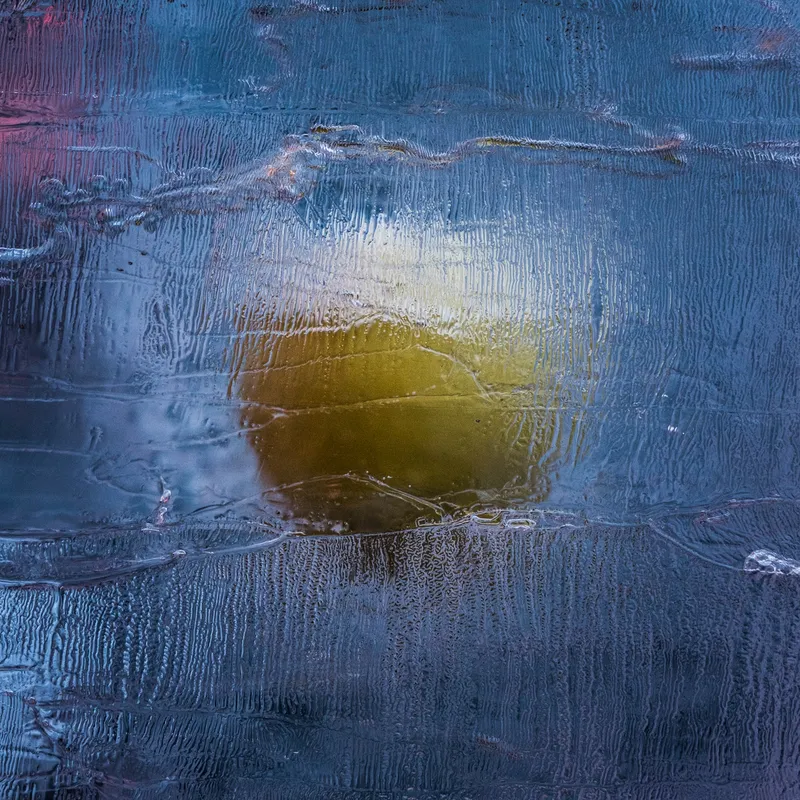 Frozen orange in ice